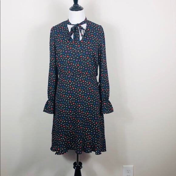19 Cooper Dress Star Print Tie Neck Long Sleeve - Picture 4 of 7